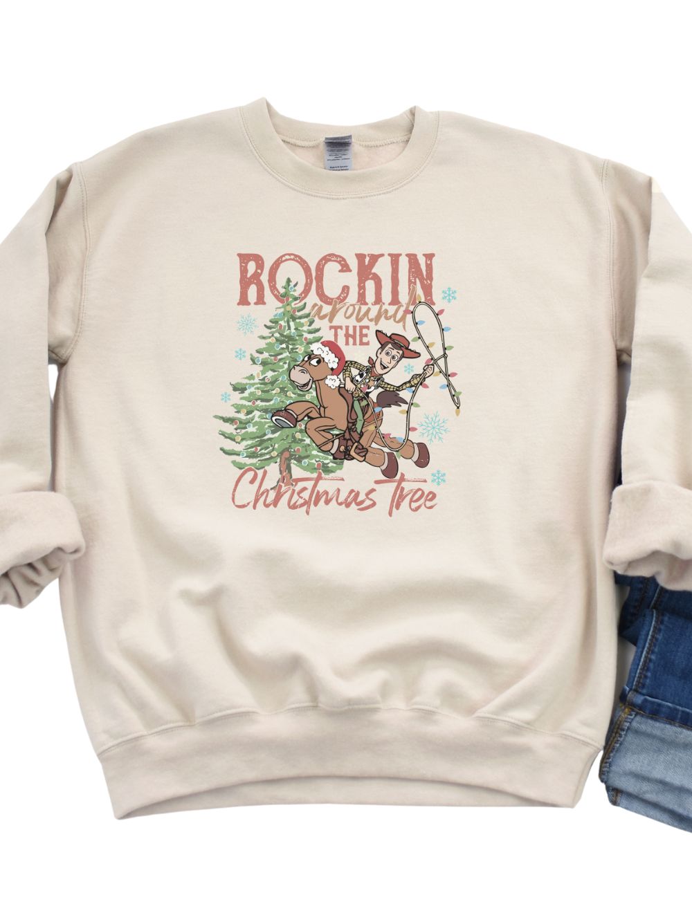 Rockin' Around the Christmas Tree Heavy Blend Unisex Crewneck Graphic Sweatshirt - Sydney So Sweet