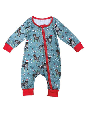 Ruff Life Blue and Red Christmas Dog Baby Romper - Sydney So Sweet