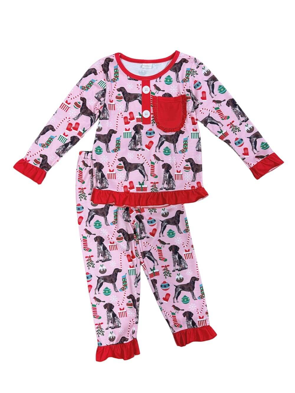 Ruff Life Ruffle Trim Girls Holiday Dog Pajamas - Sydney So Sweet