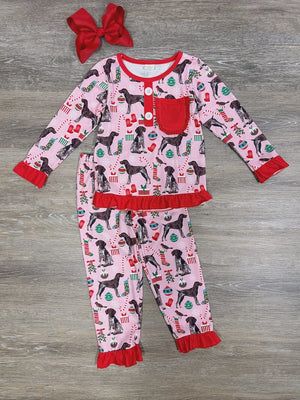 Ruff Life Ruffle Trim Girls Holiday Dog Pajamas - Sydney So Sweet