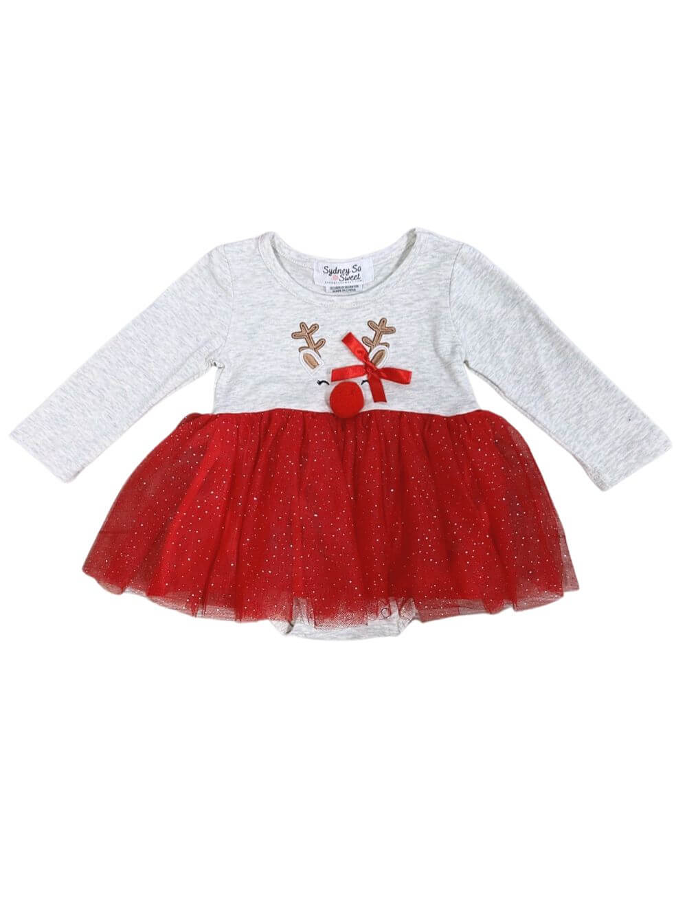 Run Rudolf Run Girls Chiffon Tutu Baby Christmas Romper - Sydney So Sweet