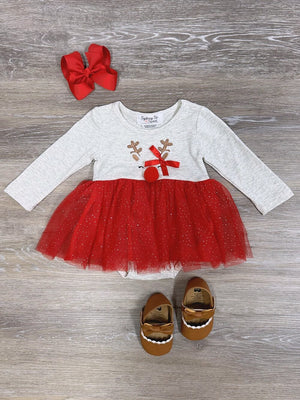 Run Rudolf Run Girls Chiffon Tutu Baby Christmas Romper - Sydney So Sweet