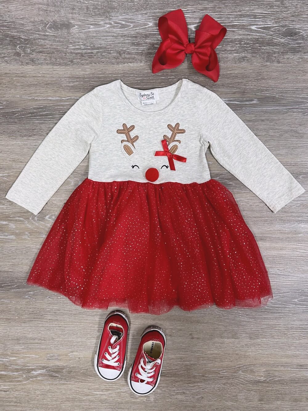 Run Rudolf Run Girls Chiffon Tutu Christmas Dress - Sydney So Sweet