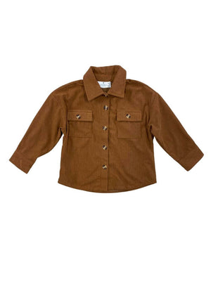 Rust Brown Girls Corded Button Down Top - Sydney So Sweet