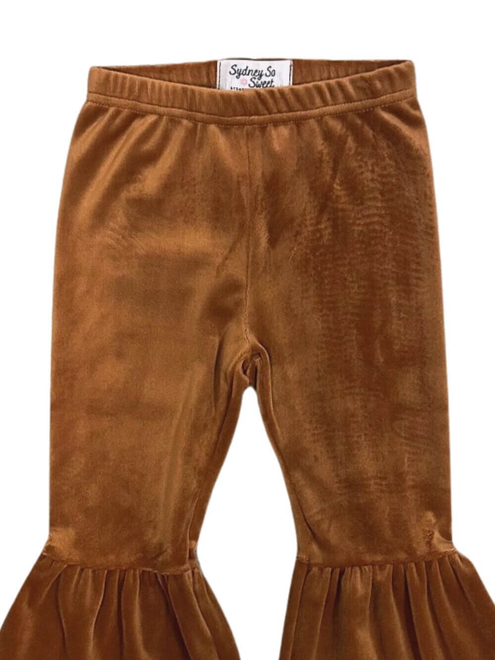 Rust Orange Girls Velvet Bell Bottoms - Sydney So Sweet