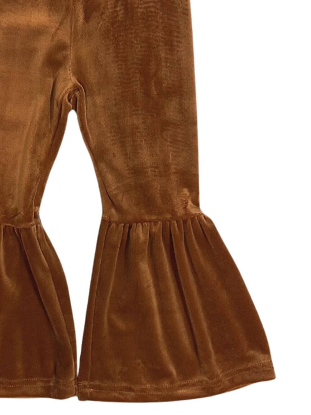 Rust Orange Girls Velvet Bell Bottoms - Sydney So Sweet
