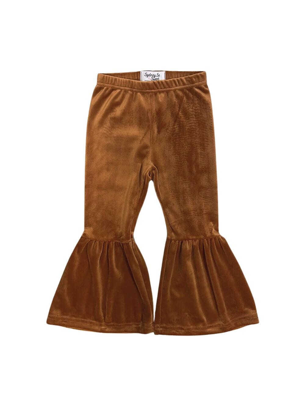 Rust Orange Girls Velvet Bell Bottoms - Sydney So Sweet