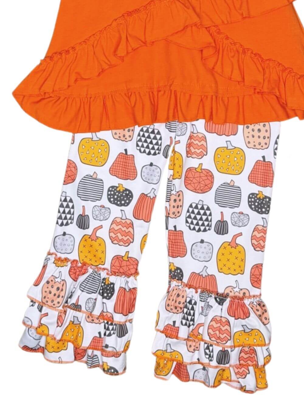 Rust Pumpkin Patch Girls Ruffle Pants Outfit
