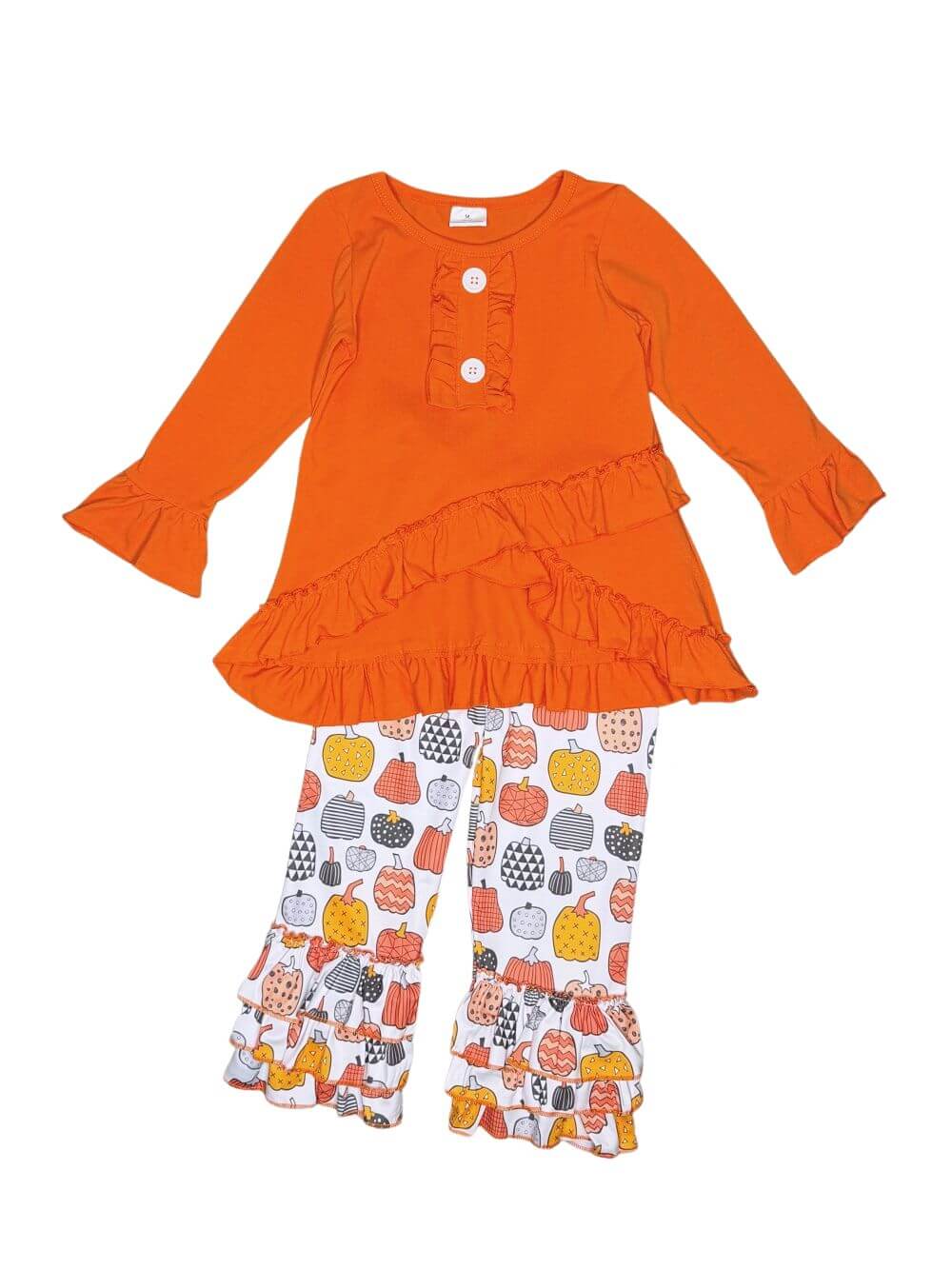 Rust Pumpkin Patch Girls Ruffle Pants Outfit