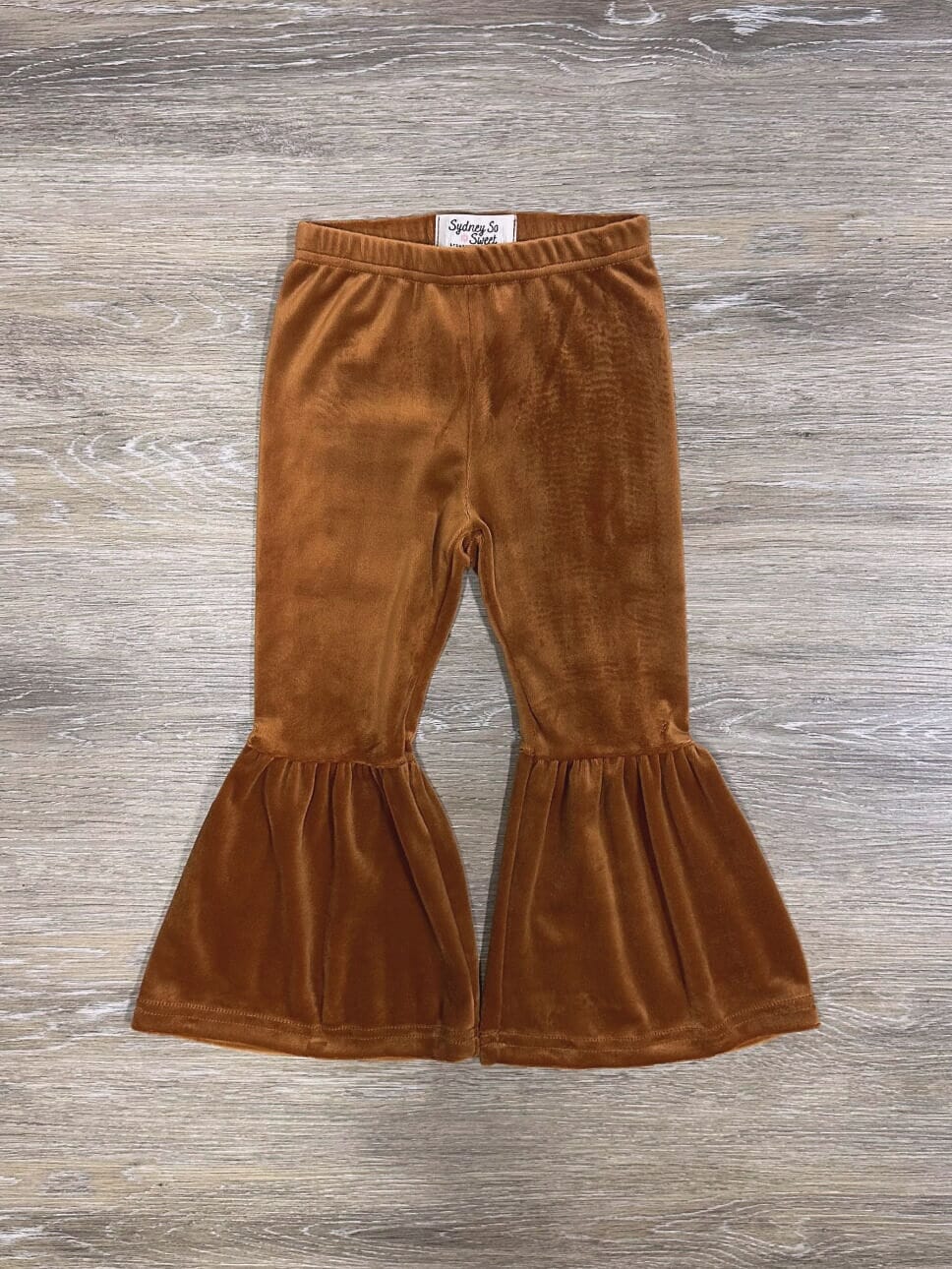 Rust Orange Girls Velvet Bell Bottoms - Sydney So Sweet