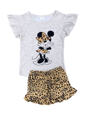 Safari Mouse Cheetah Ruffle Girls Shorts Outfit - Sydney So Sweet
