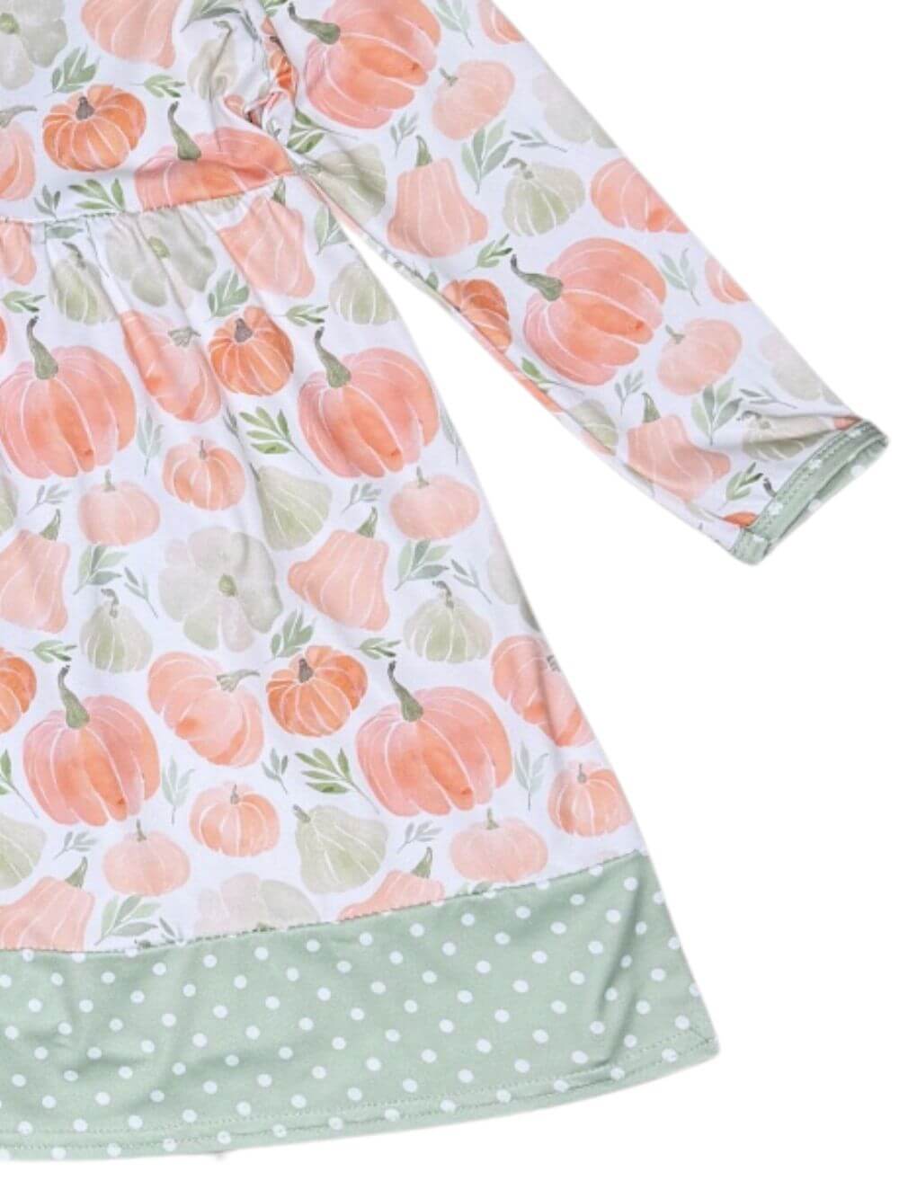 Sage Polka Dot Pumpkin Patch Girls Dress