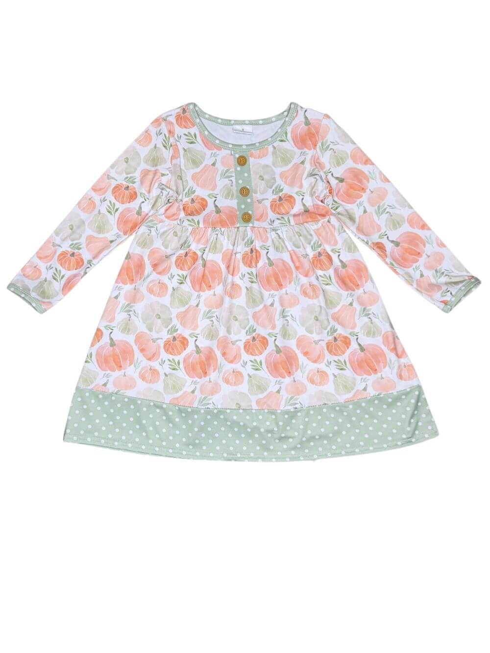Sage Polka Dot Pumpkin Patch Girls Dress