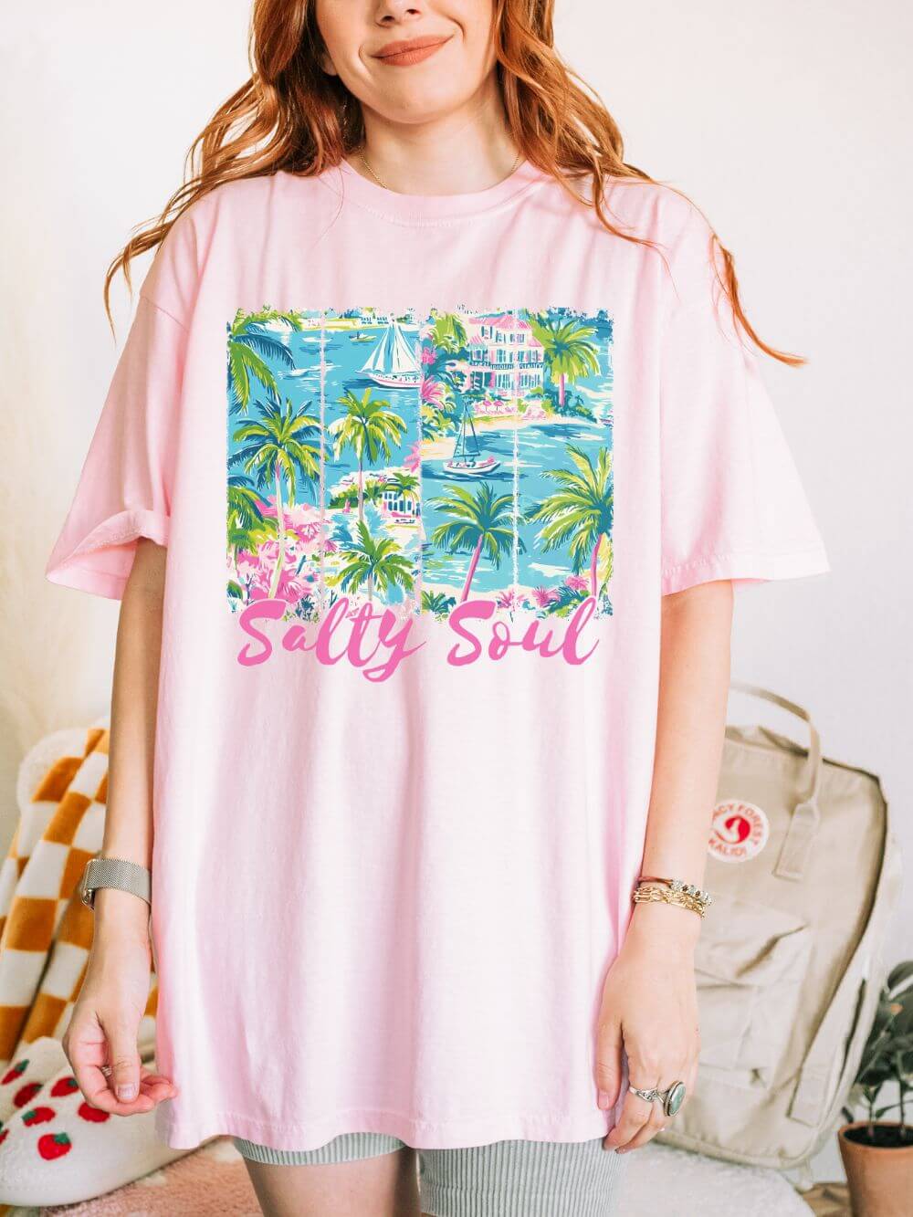 Salty Soul Beach Vacation Graphic T-Shirt Summer Tee