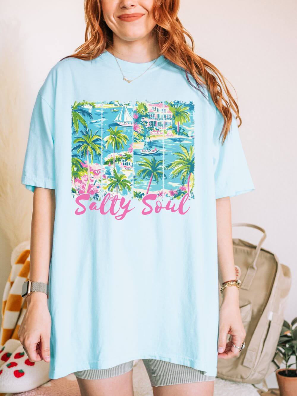 Salty Soul Beach Vacation Graphic T-Shirt Summer Tee