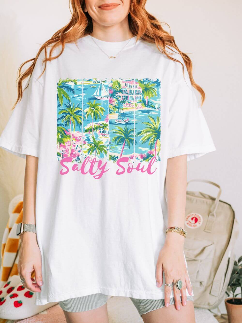 Salty Soul Beach Vacation Graphic T-Shirt Summer Tee