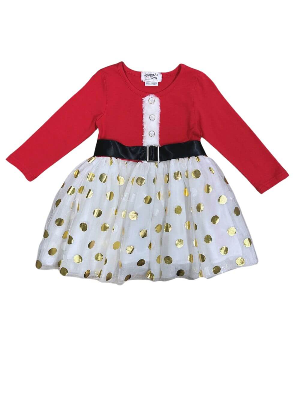 Santa Claus Gold Dot Girls Christmas Tutu Dress - Sydney So Sweet