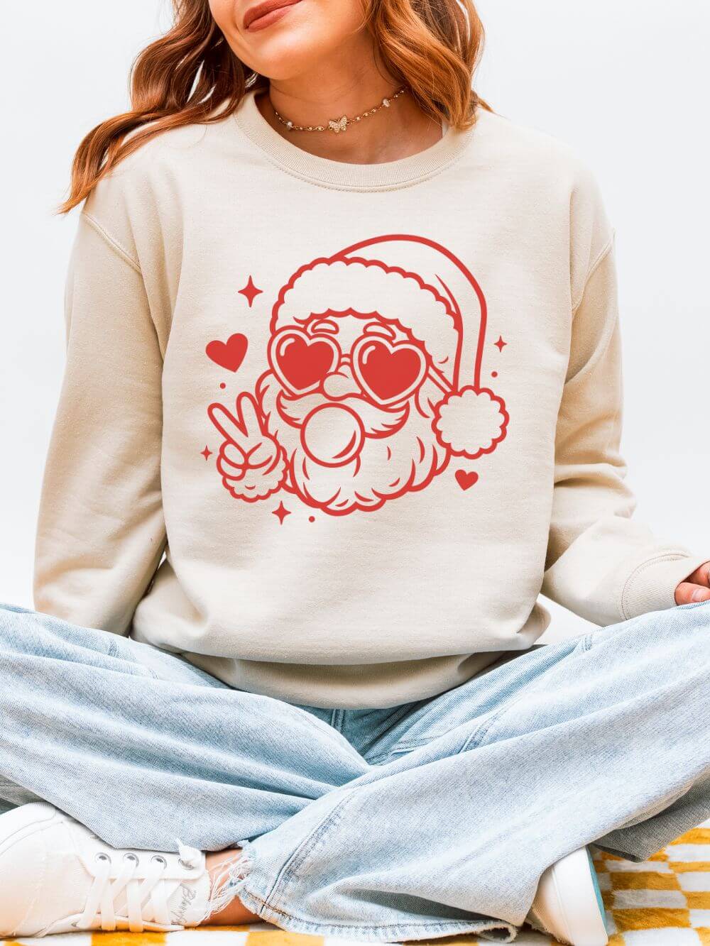 Cool Santa Baby Bubblegum Heavy Blend Women's Crewneck Cozy Christmas Graphic Sweatshirt - Sydney So Sweet