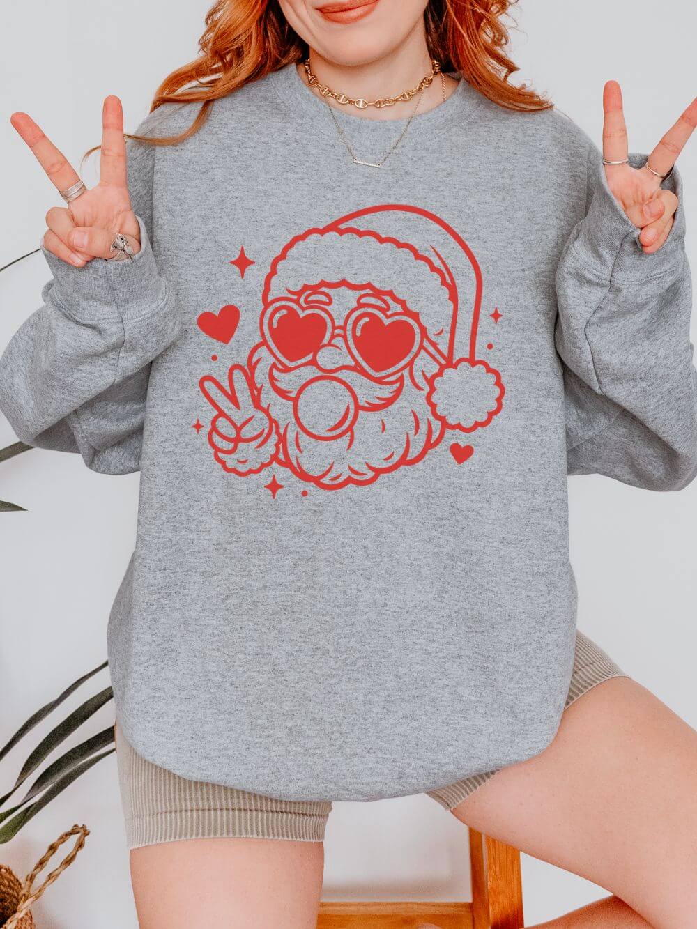 Cool Santa Baby Bubblegum Heavy Blend Women's Crewneck Cozy Christmas Graphic Sweatshirt - Sydney So Sweet