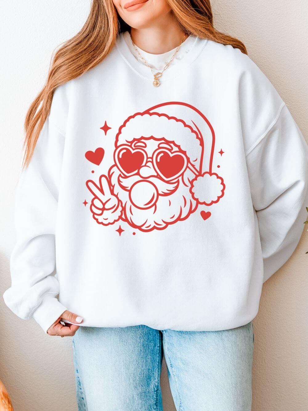 Cool Santa Baby Bubblegum Heavy Blend Women's Crewneck Cozy Christmas Graphic Sweatshirt - Sydney So Sweet