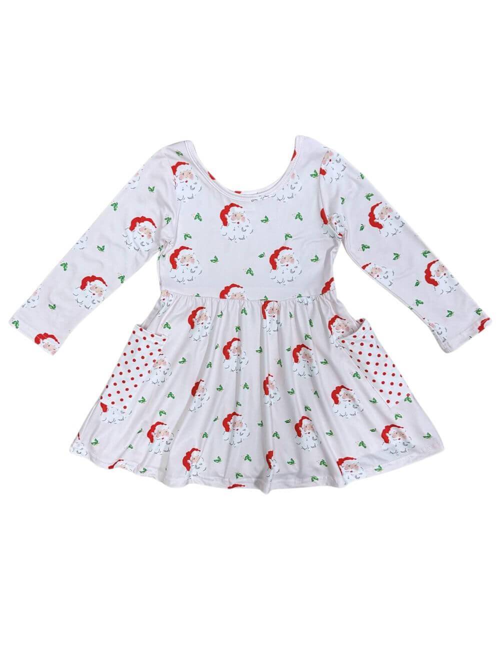 Santa Pocket Girls Long Sleeve Skater Dress - Sydney So Sweet