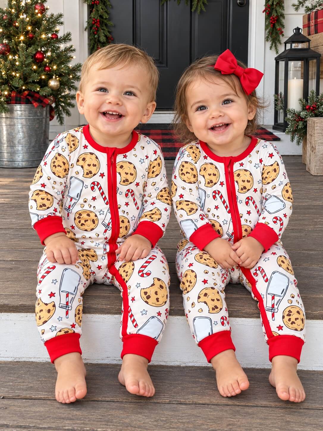 Santa’s Cookies & Milk Zip Up Baby Romper