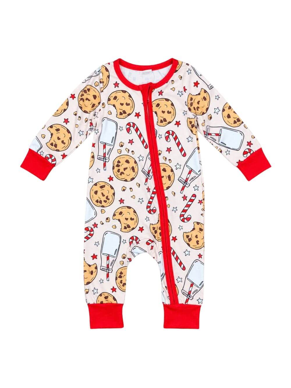 Santa’s Cookies & Milk Zip Up Baby Romper