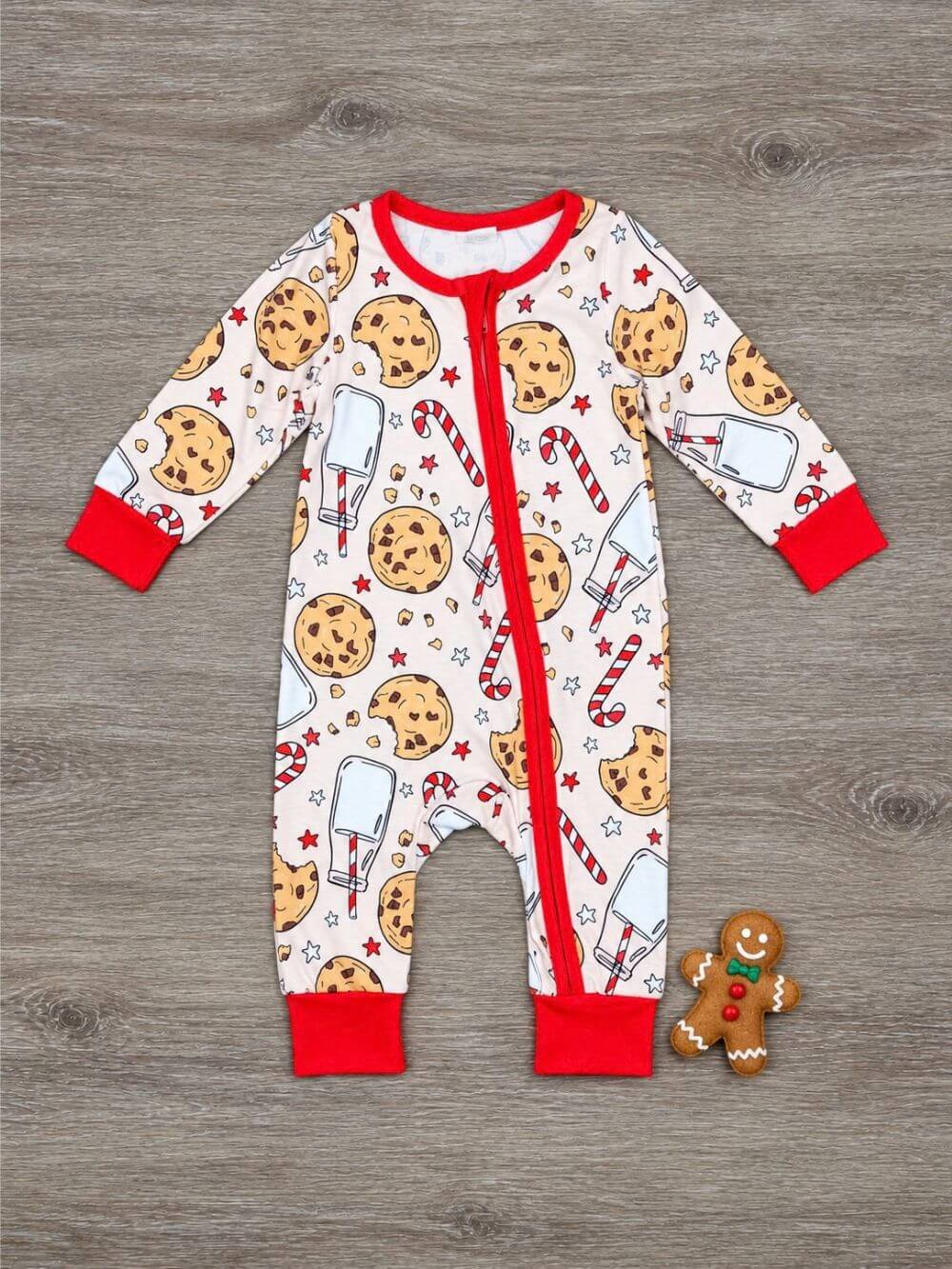 Santa’s Cookies & Milk Zip Up Baby Romper
