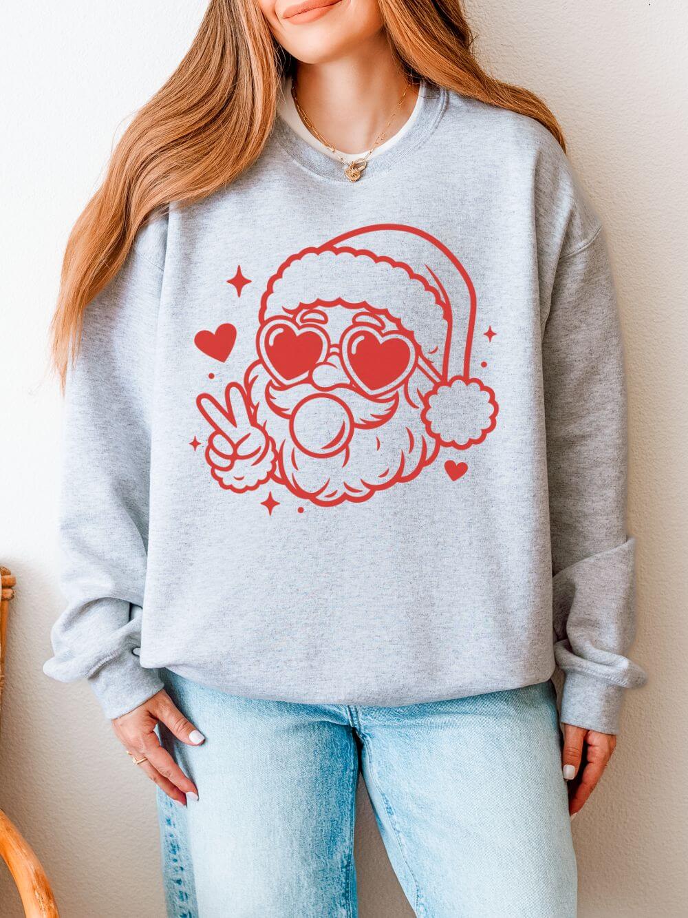 Cool Santa Baby Bubblegum Heavy Blend Women's Crewneck Cozy Christmas Graphic Sweatshirt - Sydney So Sweet