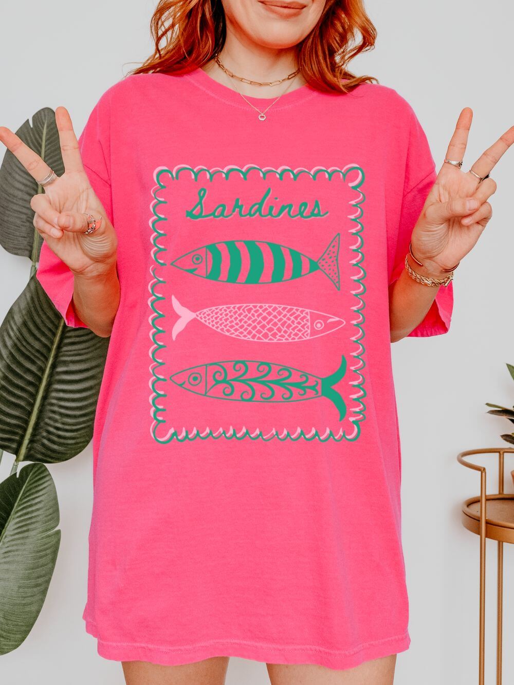 Sardines Graphic T-Shirt Women's Vintage Coastal Fish Tee