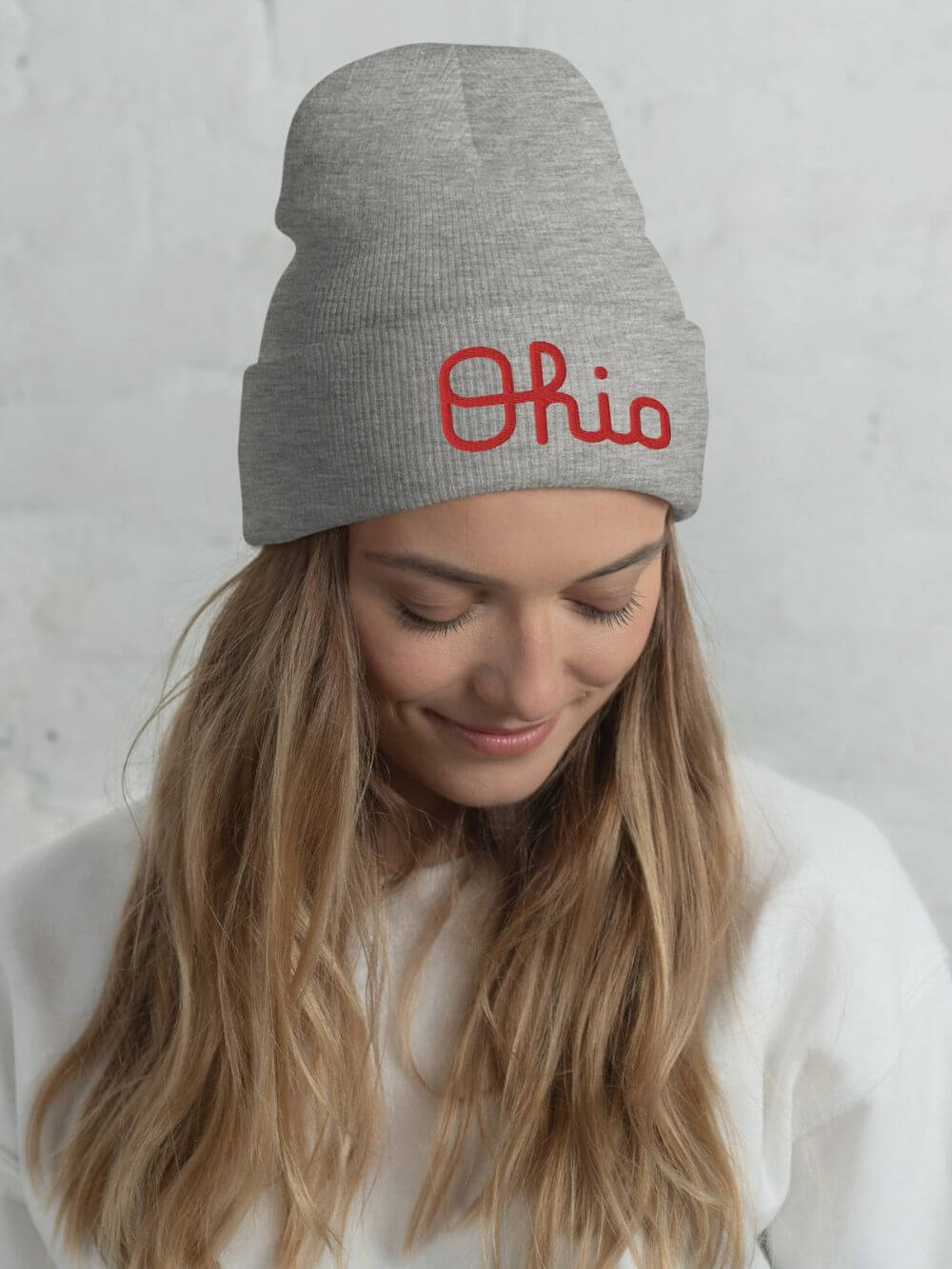 Script Ohio Embroidered Cuffed Unisex Beanie Hat - Sydney So Sweet