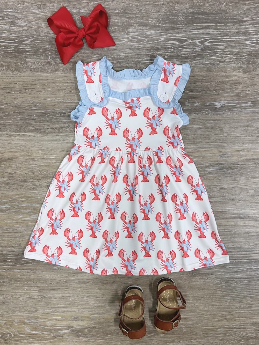 Seaside Sweetheart Lobster Girls Dress - Sydney So Sweet