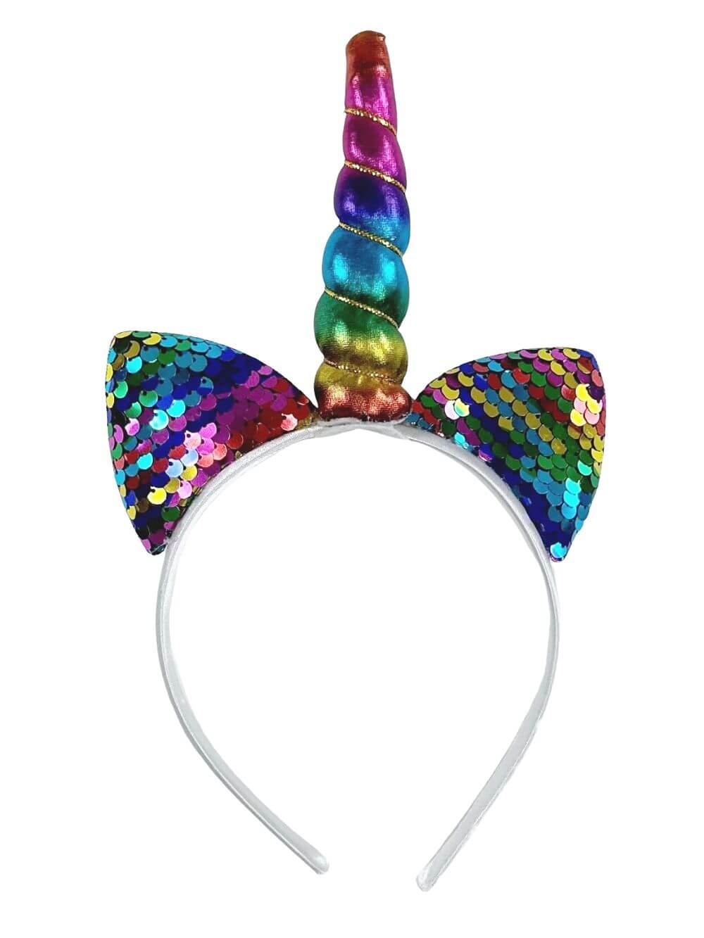 Rainbow Unicorn Girls Headband Ears, Kid or Adult Size Costume Accessories - Sydney So Sweet