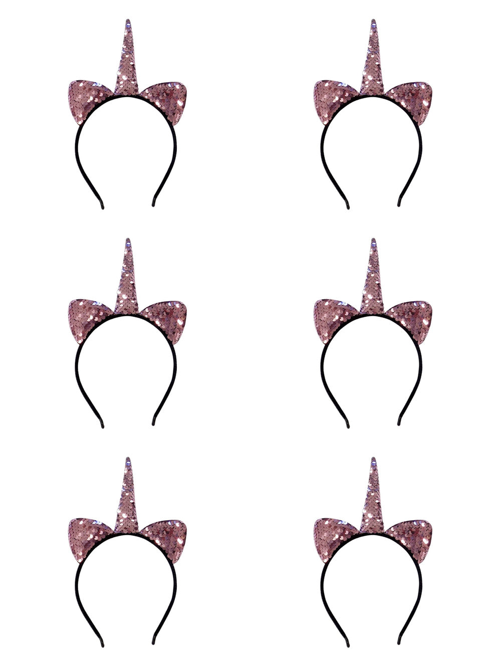 Flip Sequin Pink Unicorn Girls Headband Ears, Kid or Adult Size Costume Accessories Individual or Wholesale Bulk Multipack