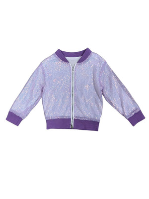 Sequin and Purple Girls Zip Up Bomber Jacket - Sydney So Sweet