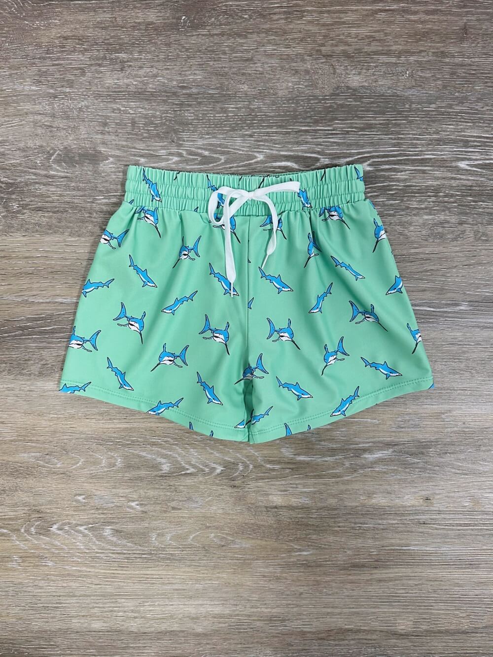 Shark Splash Boys Light Green Swim Shorts - Sydney So Sweet