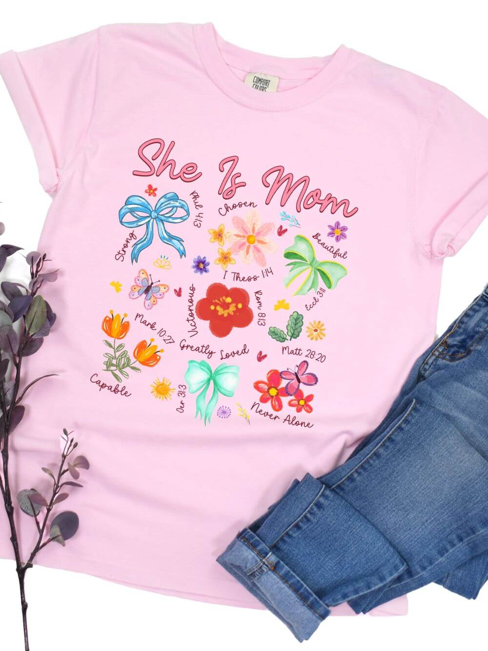 She is Mom Floral Christian Mom Graphic T-Shirt - Sydney So Sweet