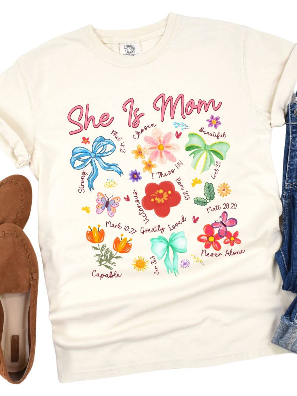She is Mom Floral Christian Mom Graphic T-Shirt - Sydney So Sweet