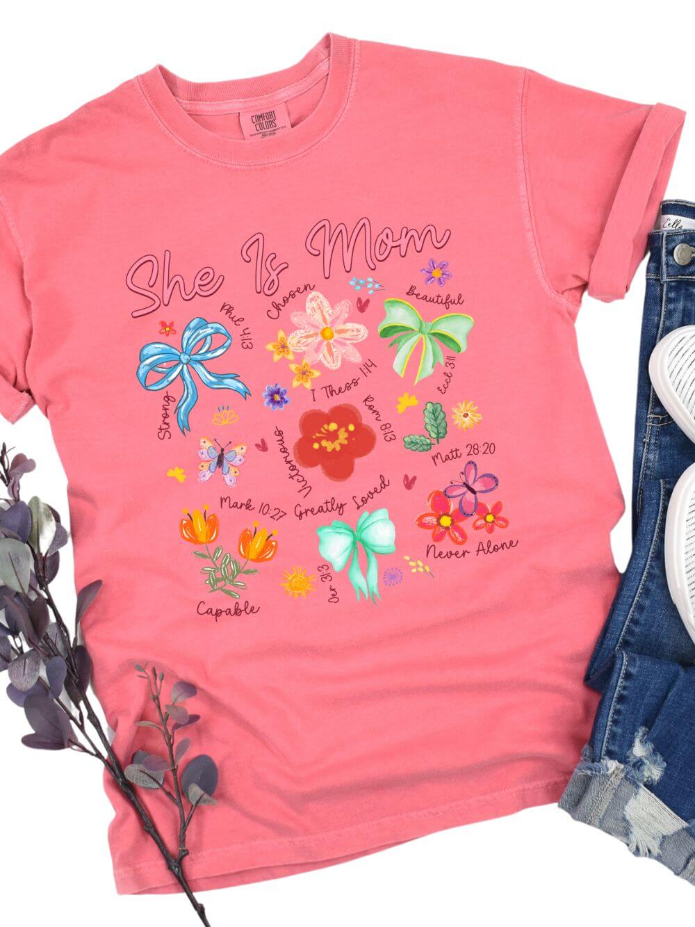 She is Mom Floral Christian Mom Graphic T-Shirt - Sydney So Sweet