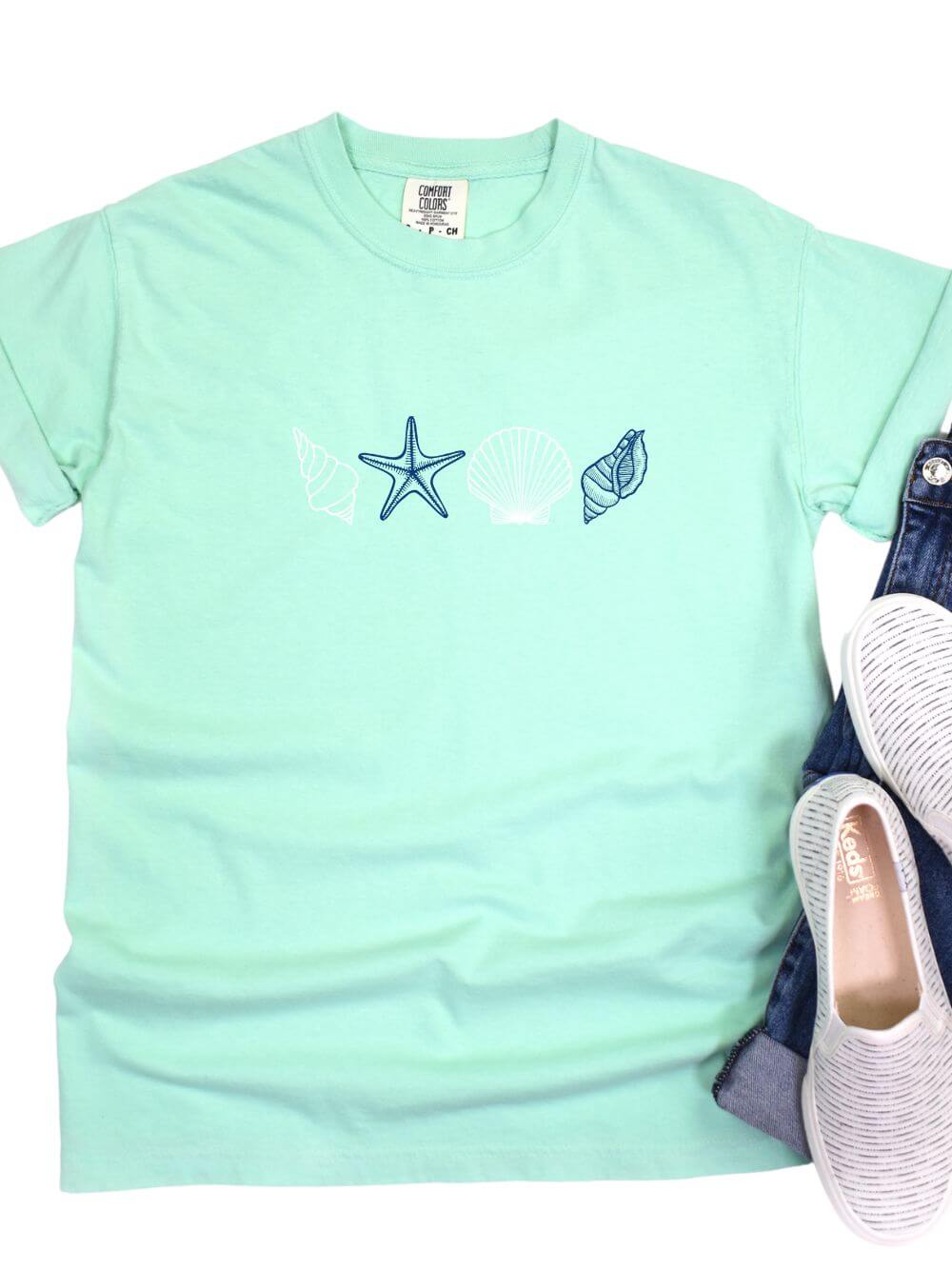 Coastal Vibes Shells of Summer Ocean-Inspired Comfort Colors Graphic T-Shirt - Sydney So Sweet