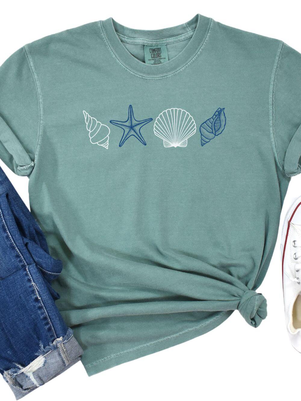 Coastal Vibes Shells of Summer Ocean-Inspired Comfort Colors Graphic T-Shirt - Sydney So Sweet