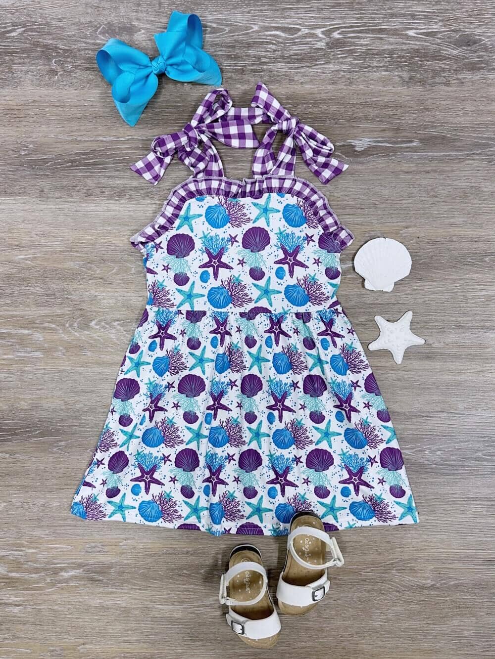 Shells on the Shore Blue &amp; Purple Girls Tank Dress - Sydney So Sweet