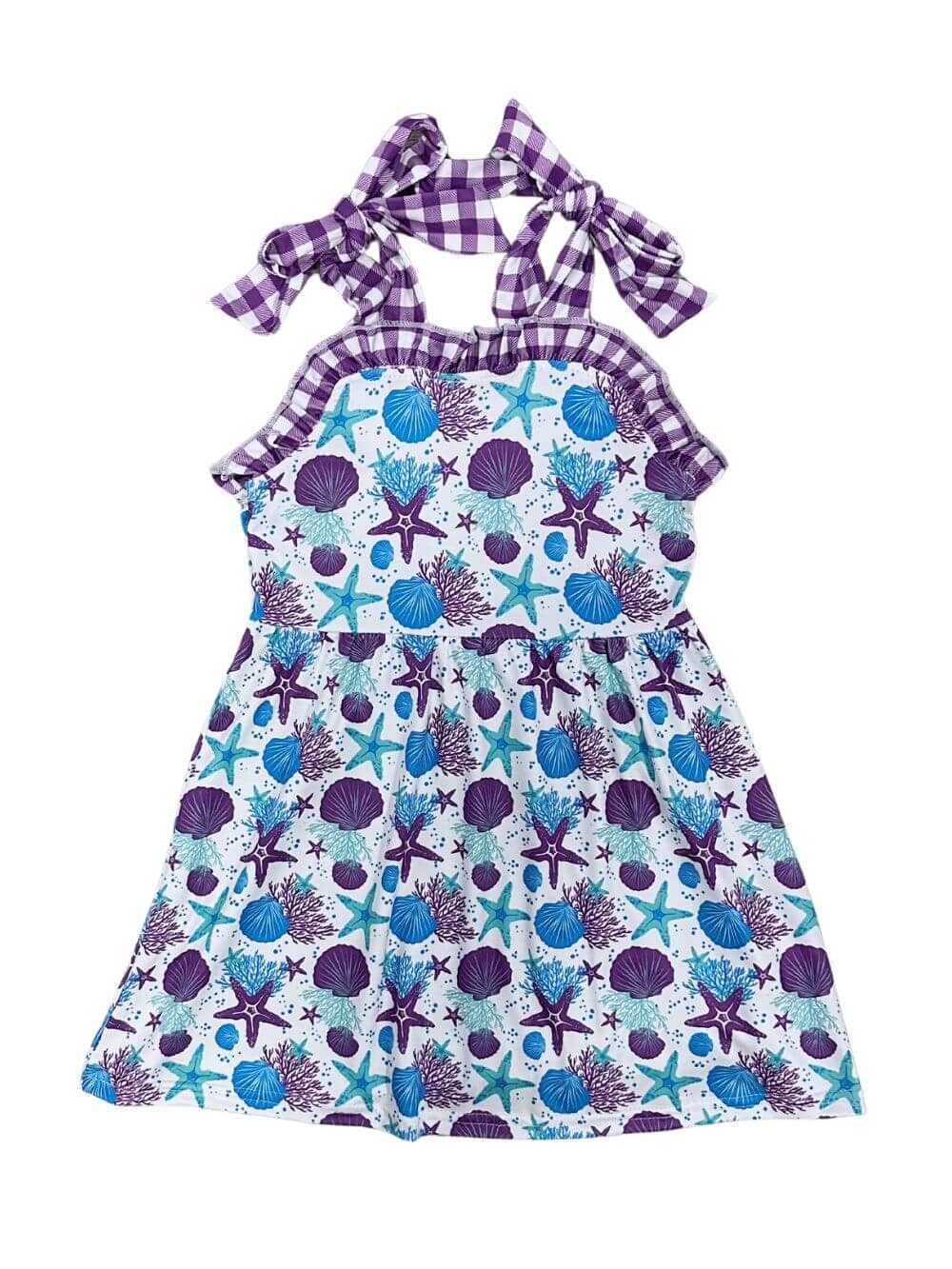 Shells on the Shore Blue & Purple Girls Tank Dress - Sydney So Sweet