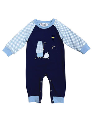 Shepherds Keep Watch Blue Boys Christmas Baby Romper - Sydney So Sweet