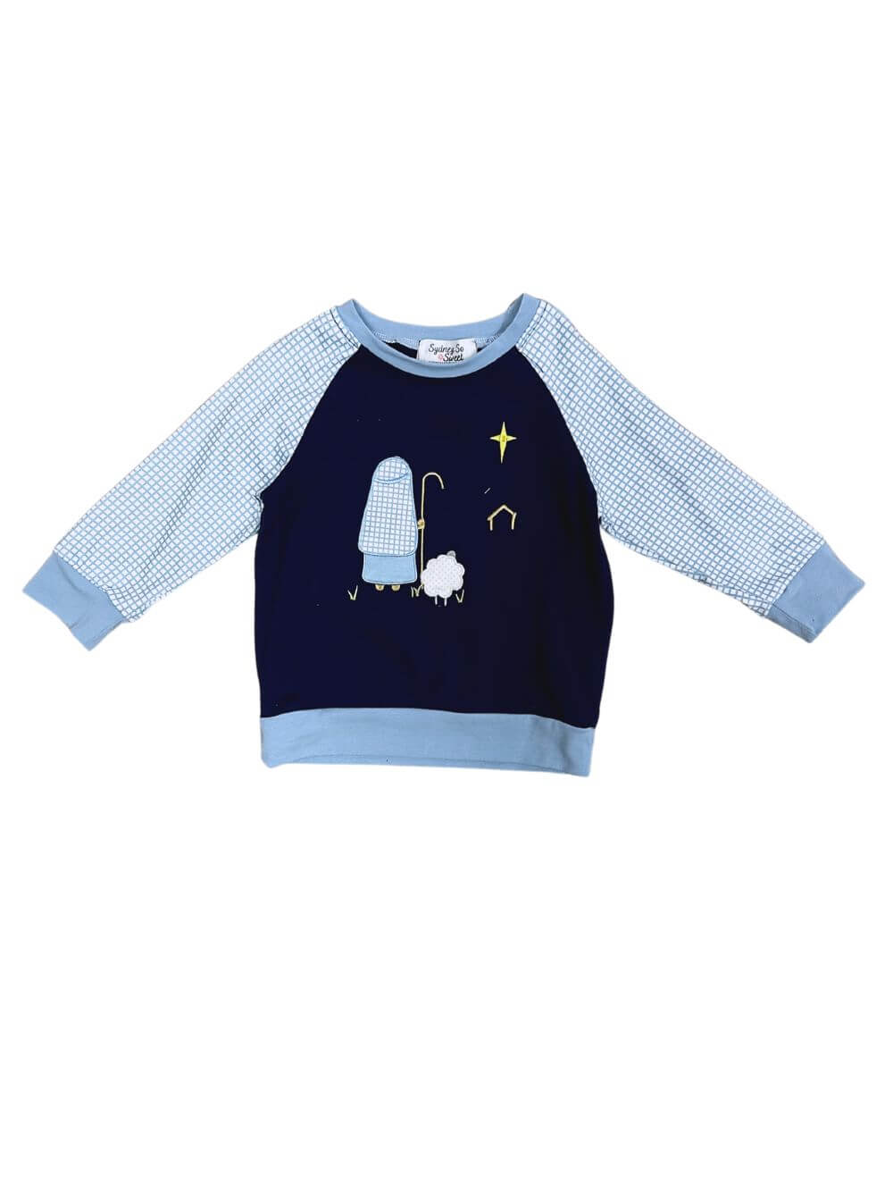 Shepherds Keep Watch Blue Boys Christmas Pullover Top - Sydney So Sweet