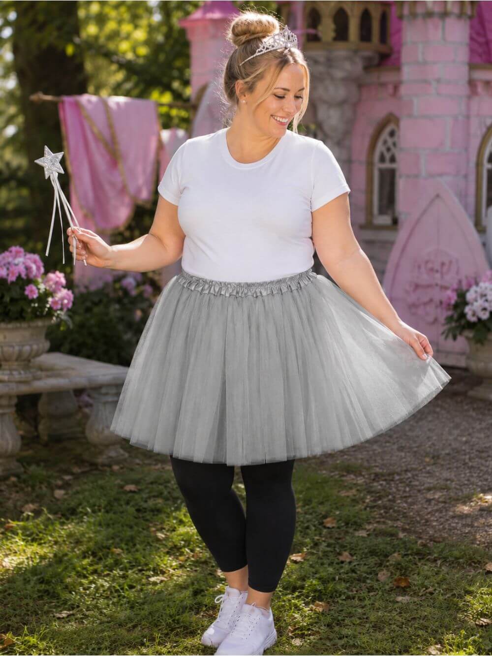 Silver Plus Size Adult Tutu Skirt - Women's Plus Size 3- Layer Basic Ballet Costume Dance Tutus