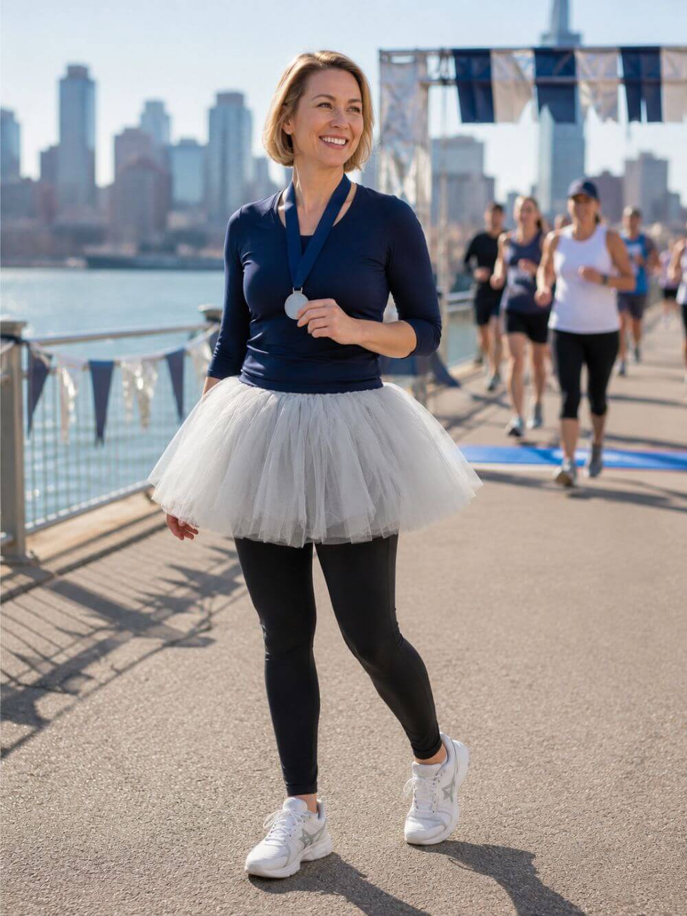 Silver - 5 Layer Tutu Skirt for Running, Dress-Up, Costumes