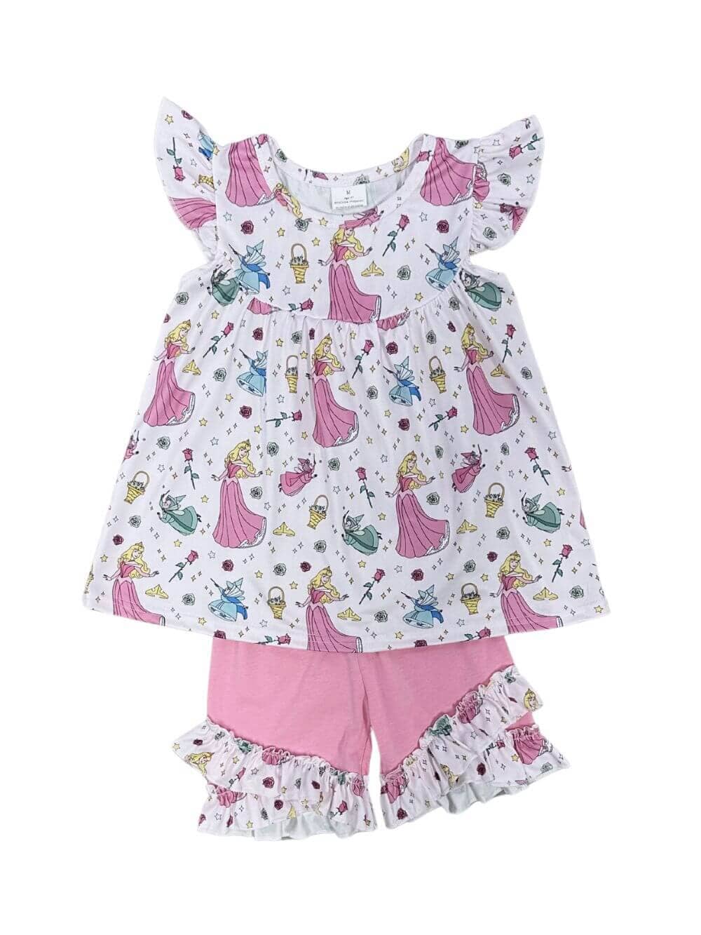 Sleepy Princess Pink Girls Ruffle Trim Shorts Outfit - Sydney So Sweet