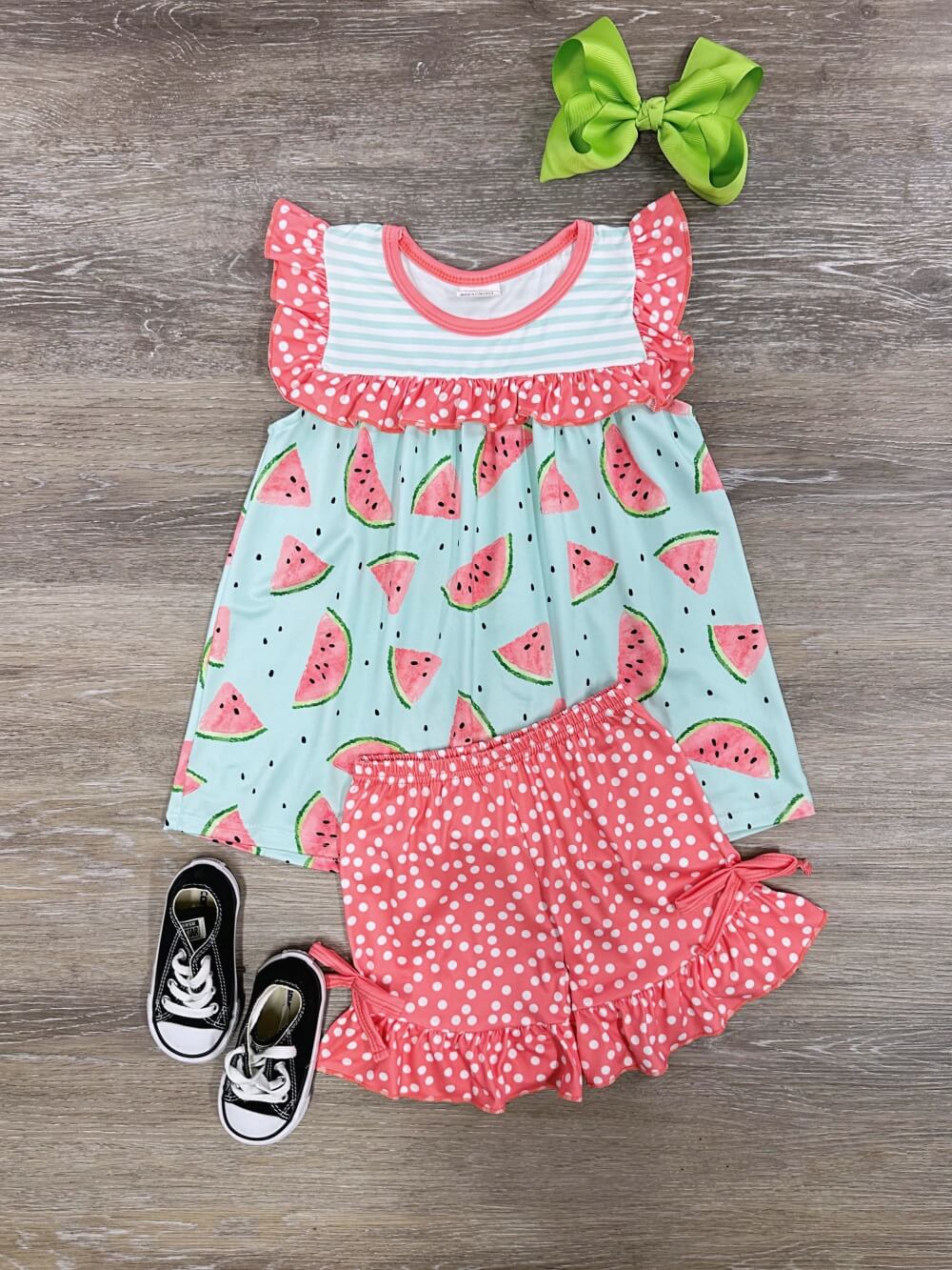 Slice of Summer Girls Watermelon Shorts Outfit