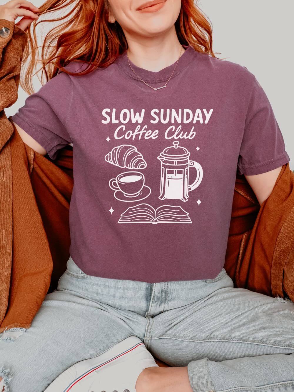 Slow Sunday Coffee Club Unisex Tee Comfort Colors Coffee Lover Short Sleeve Graphic T-Shirt - Sydney So Sweet
